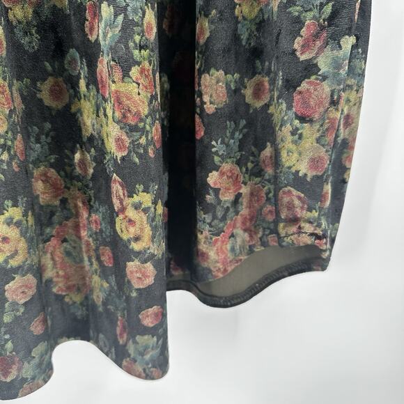 POL Babydoll Top Womens Medium Green Velvet Grunge Goth Victorian Fairy Tunic - Picture 3 of 14